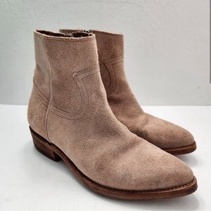 FRYE Billy Inside Zip Suede Ankle Booties 7.5 Tan
